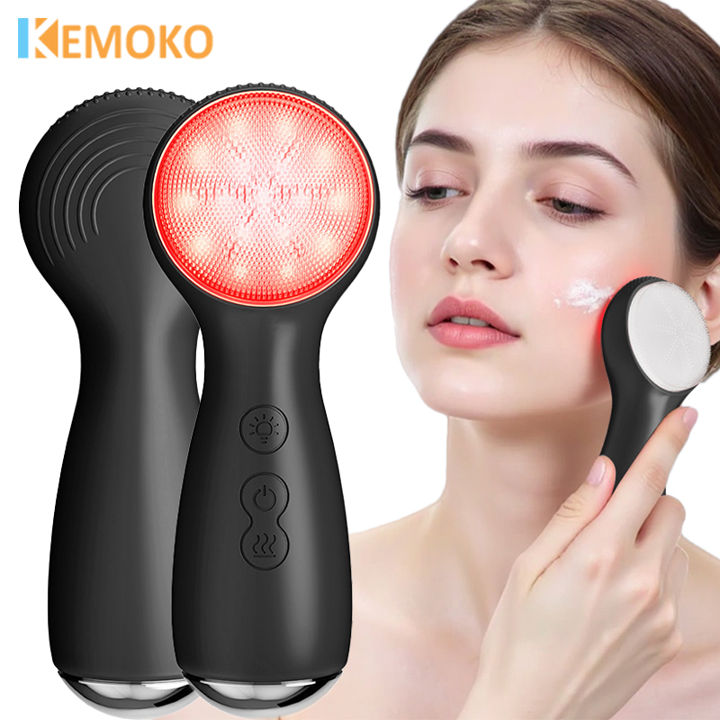 Electric Face Cleanser Brush - Masseur facial en silicone LED 3